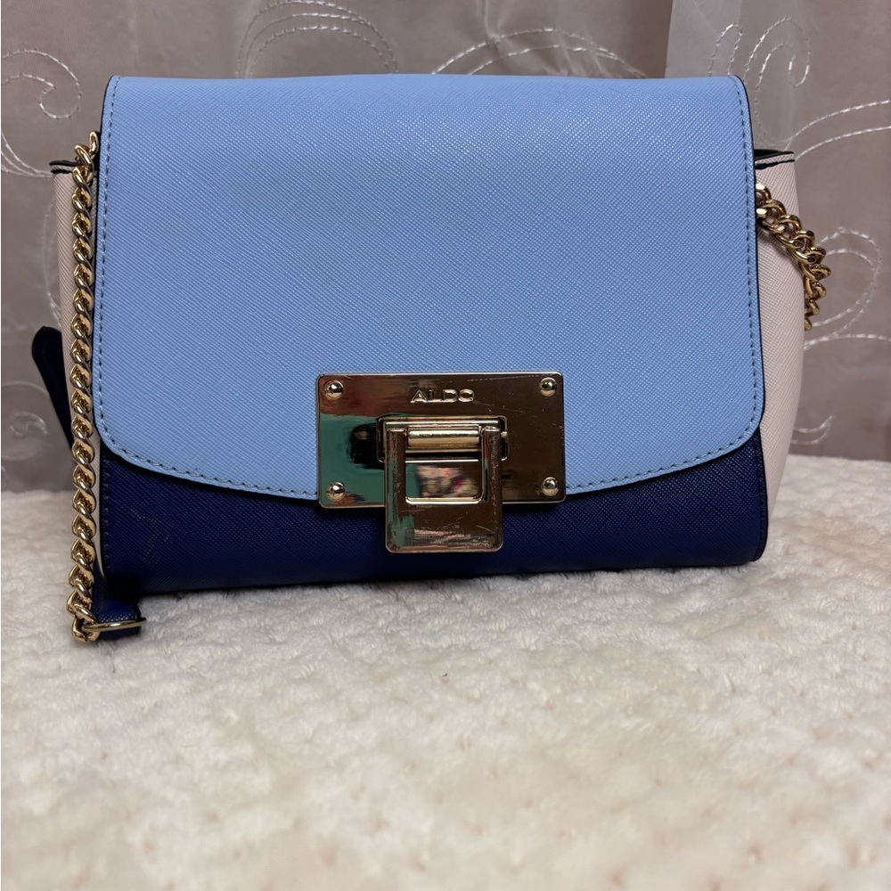Aldo Rotella Crossbody Bag, Navy, Blue, Cream, with Gold Tone Hardware - Picture 6 of 14
